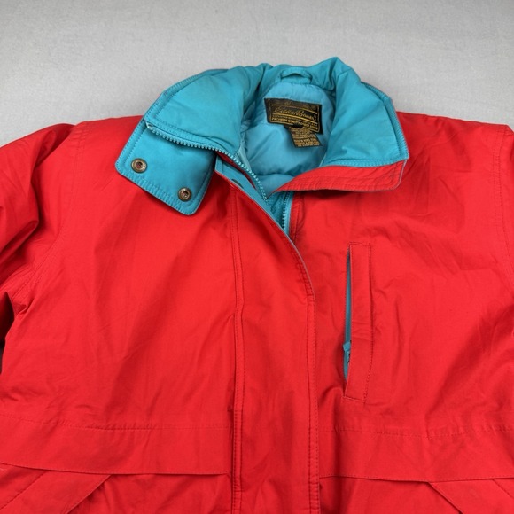 Vtg Eddie Bauer Gore-Tex Ski Jacket Premium Goose Down Mens Medium Red Blue Coat - Picture 2 of 14